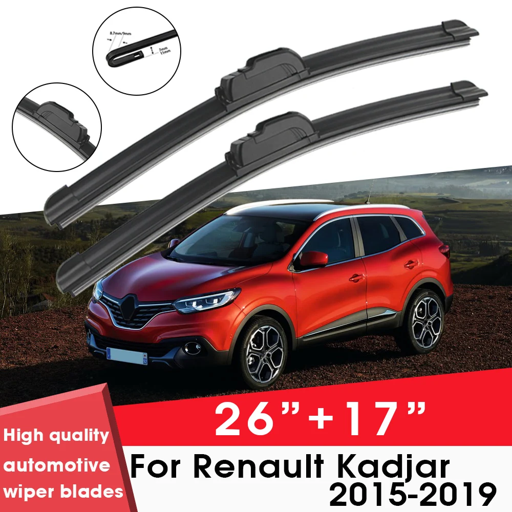 

Автомобильные щетки стеклоочистителя для Renault Kadjar 2015-2019 26 "+ 17" Лобовое стекло чистые резиновые силиконовые автомобили салфетки и аксессуары