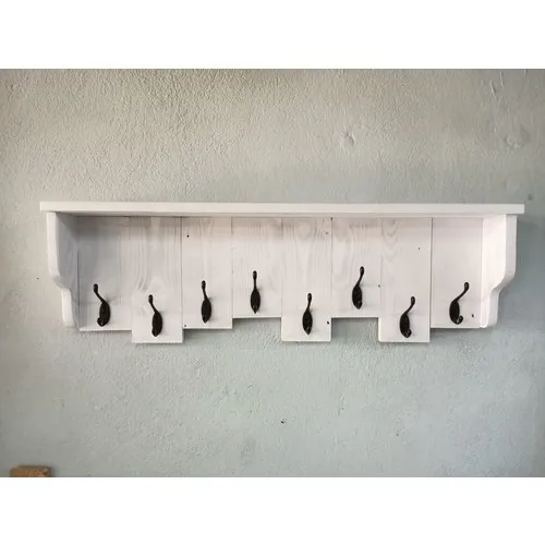 Umutpark Wood White Tumbled Shelves Wall Robe Hook