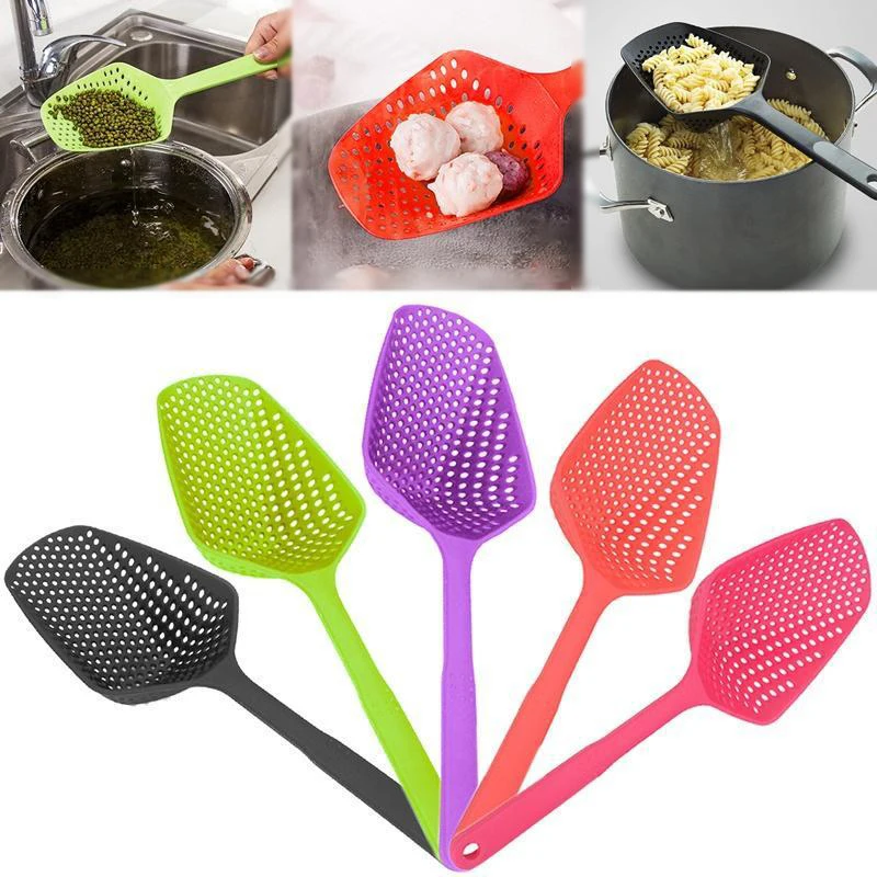 Kitchen Cooking Shovels Food Strainer Scoop Nylon Spoon Drain Gadgets Large Colander Soup Filter Household Kitchen Accessories