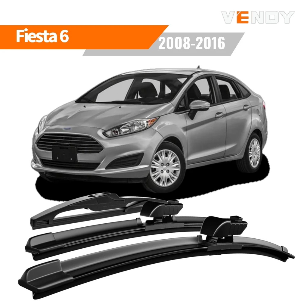 1set Front & Rear Windshield Wiper Blades Windscreen Wipers For Ford Fiesta MK6 2008-2016 Rubber Brushes Car Accessories Refills