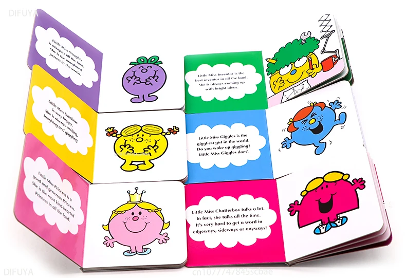 6 Books Mr. Men Little Miss Pocket Library Daily Life Early Education Picture Storybook Cartoon Mini Palm Board Book 9.5*9.3CMEn