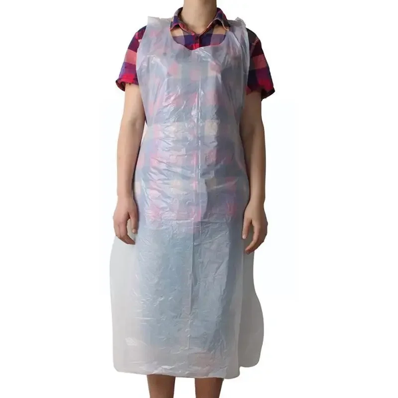 100pcs/set White Disposable Cleaning Apron Transparent Use Kitchen Easy Supplies Aprons Plastic Antifouling