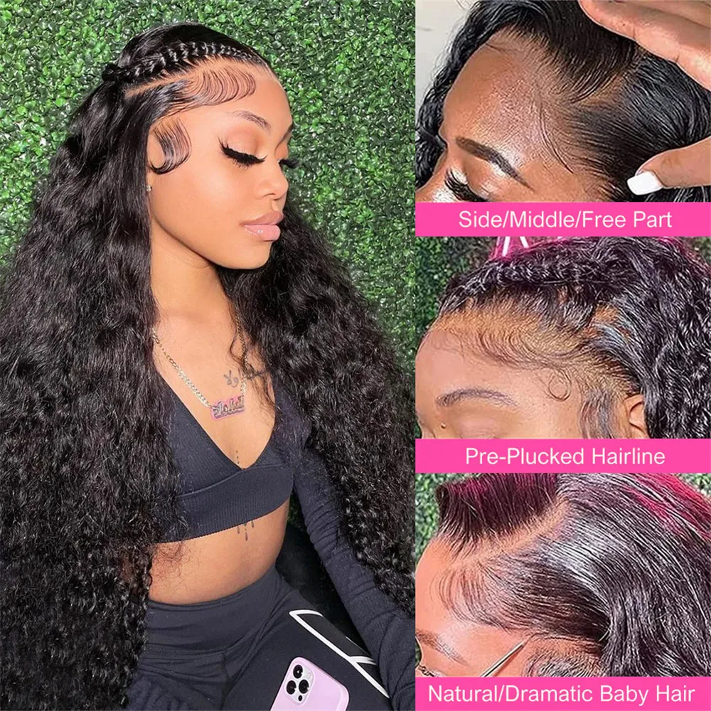 Deep Wave 13X4 13x6 Hd Transparent Lace Frontal Wig 40 Inch Lace Front Wig Brazilian Water Wave Lace Front Curly Human Hair Wigs