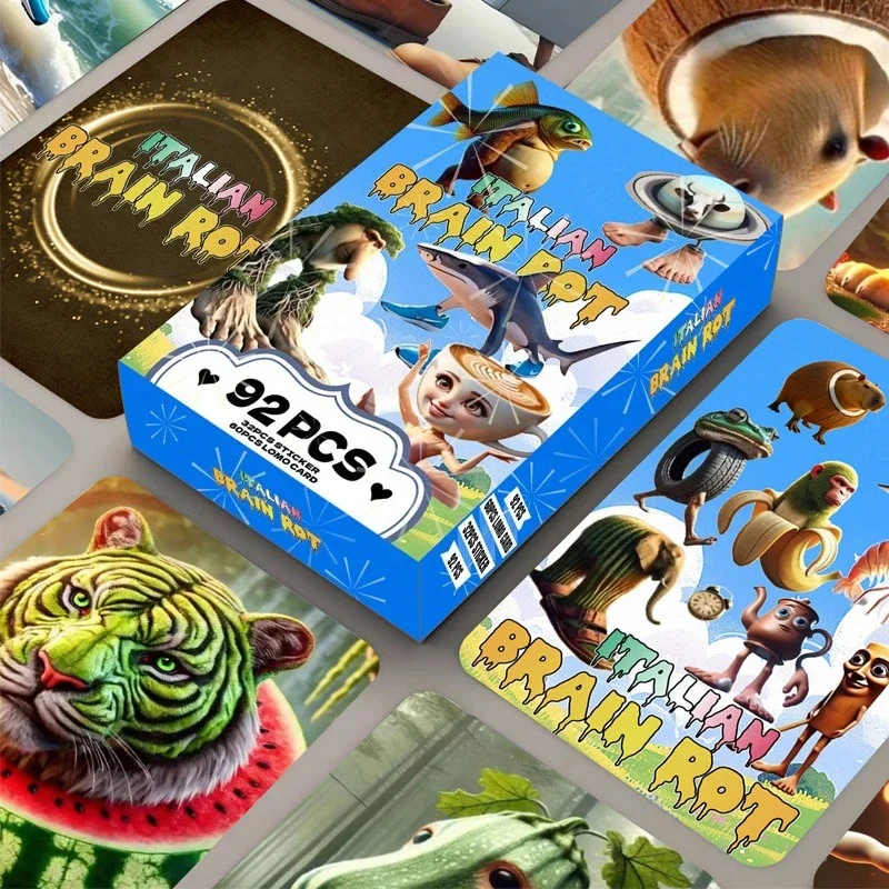 

92pcs Tralalero Tralala Kids Cartoon Card Game Tungtung Sahur Brainrot Classic Collection Children Party Birthday Gift