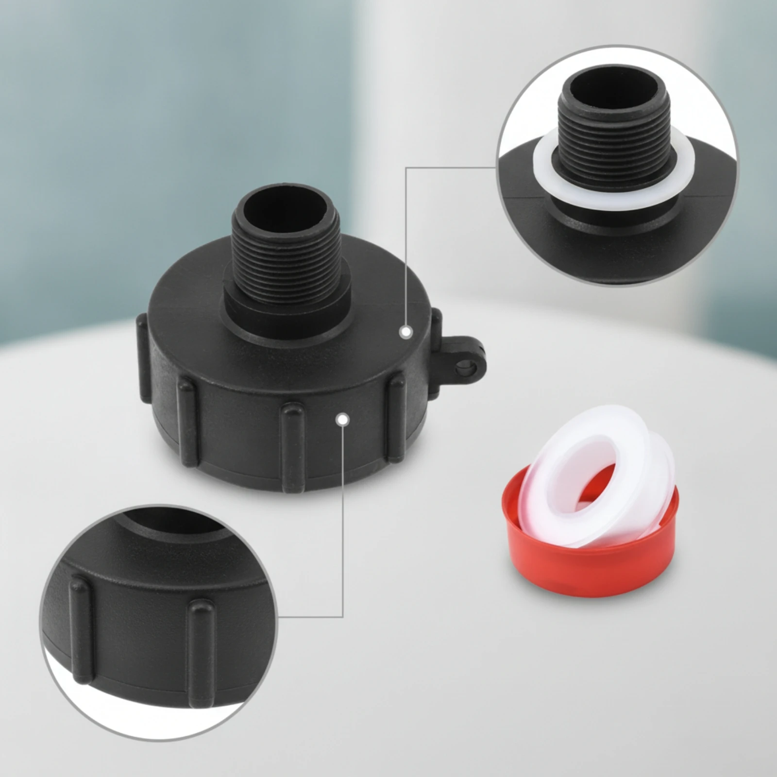 IBC Tote Adapter Long-Lasting IBC Adapter with Sealing Tape Corrosion-Resistant Watertight for Workshop