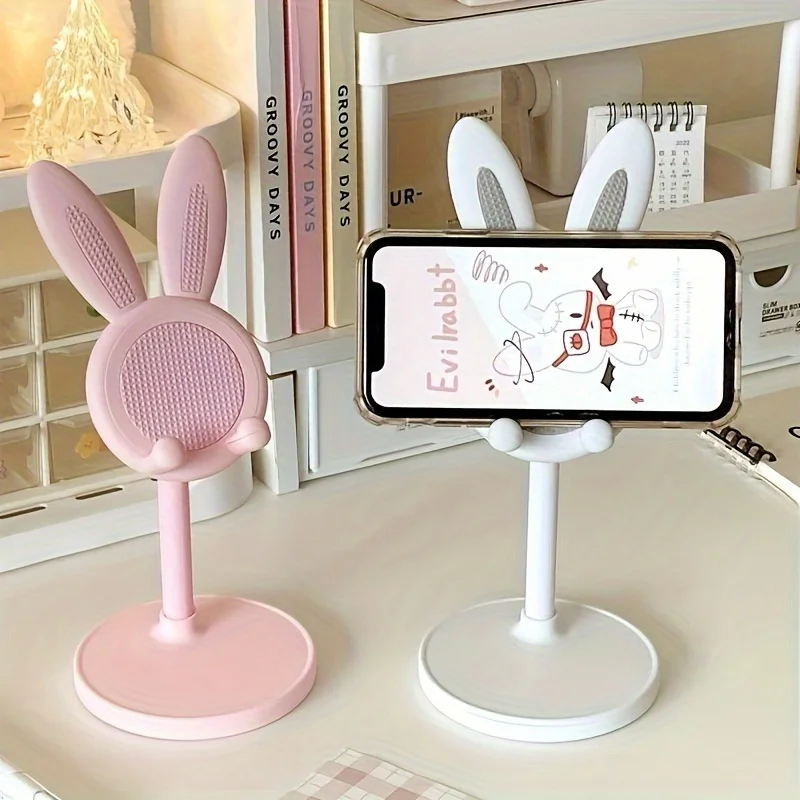 

Telescopic Cartoon Rabbit Phone Stand – Adjustable for Phone & Tablet, Flexible Height & Angle for Home & Office – Birthday Gift