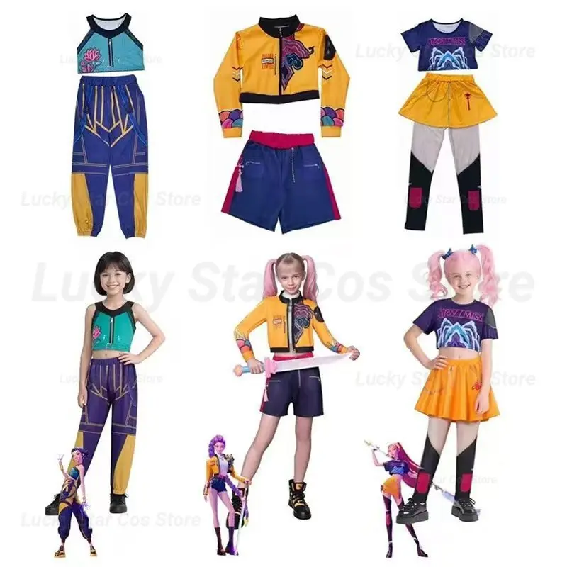 

Halloween Rumi Mira Zoey Cosplay KPop Cosplay Costume Wig Uniform Women Girls Halloween Party Role Playing Outfits for Child