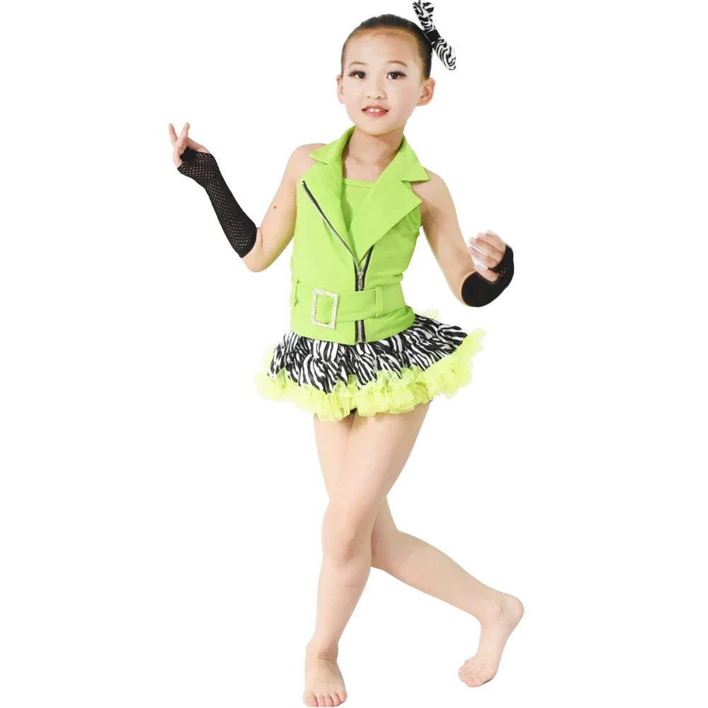 Girls Tap & Jazz Dancing Costume Stage Performance Cloth Competition Dresses Cheerful 5PCS