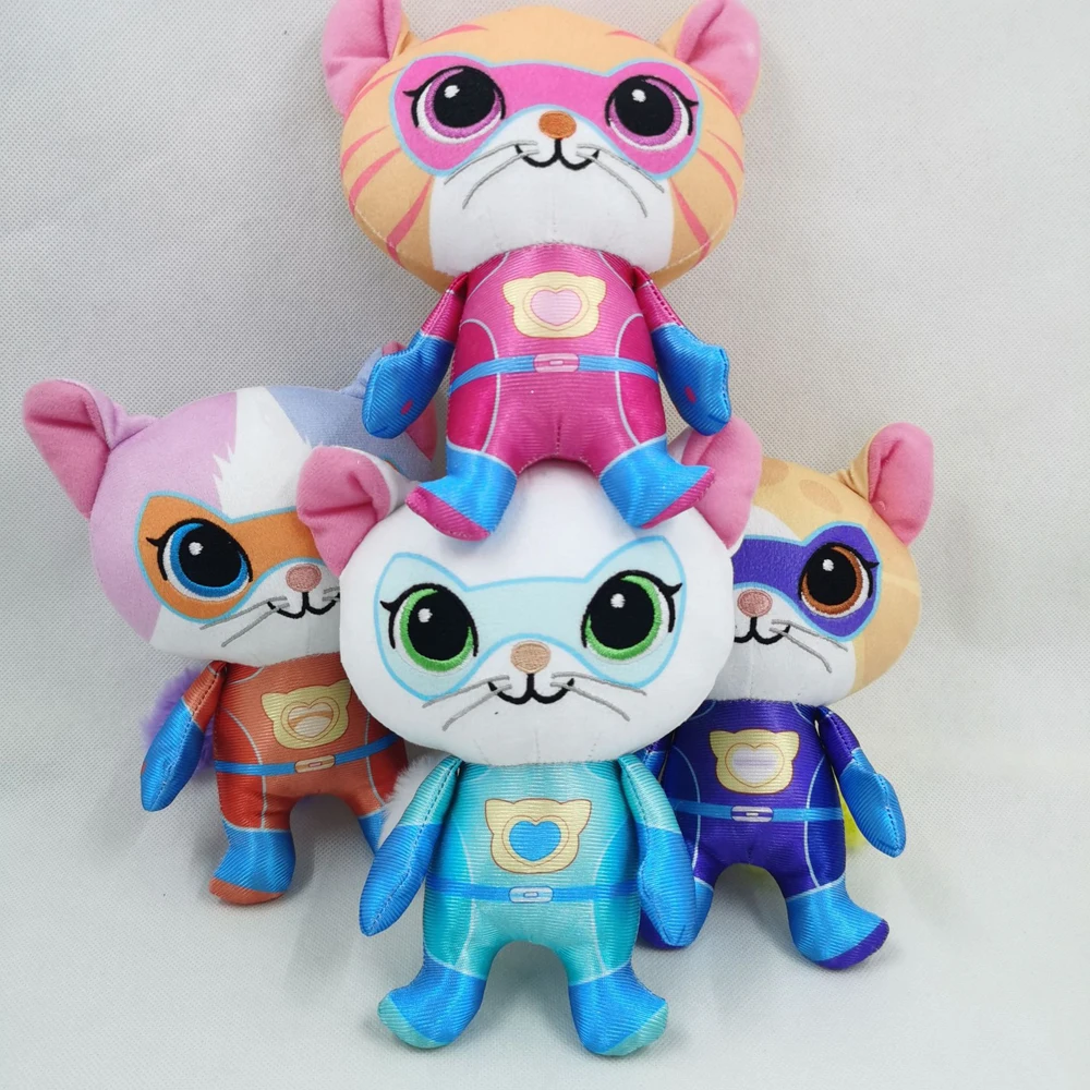 Super Kitty Team Crystal Super Soft Plush Toy Doll Blue Kitten Green Kitten Yellow Kitten Doll Children\'s Toy Holiday Gift