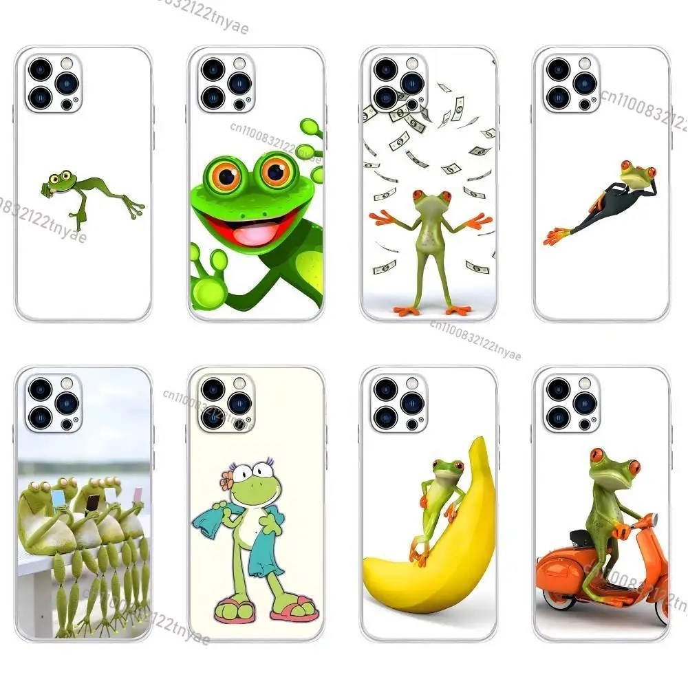 

Cute Funny Frog Phone Case For iPhone 16,15,Pro,Max,14,Plus,13,12,11,E Mini Air,17,Pro Drop Protection Cover TPU