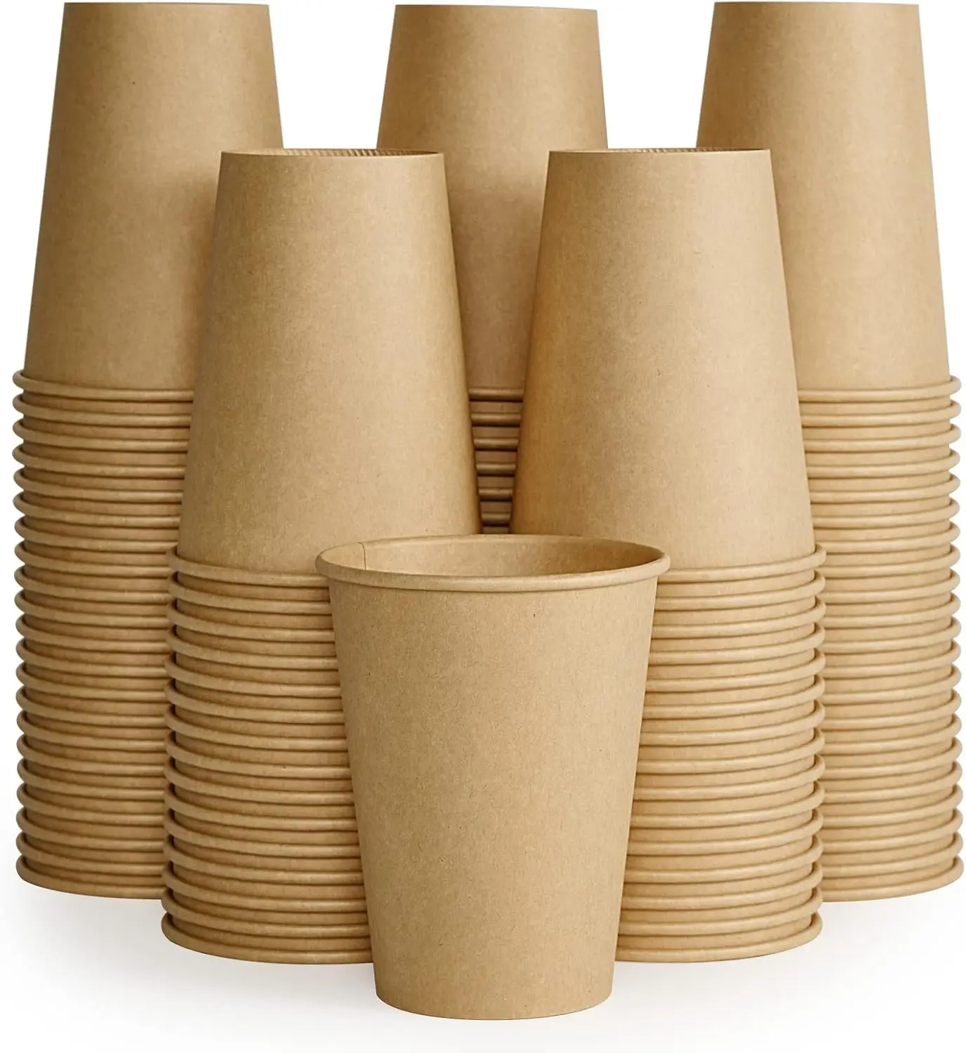 

100 Pack 12 oz Kraft Paper Coffee Cups for Water, Juice, and Tea, Disposable Hot Coffee Cups for Home, Restaurant, Store