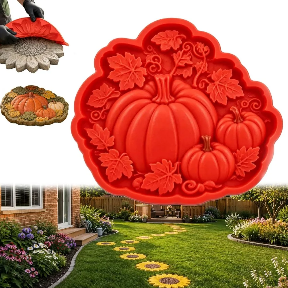 Silicone Sunflower Stepping Stone Mold Reusable Assorted Shapes Round Paver Mold Patterned Surface Decorative Motif
