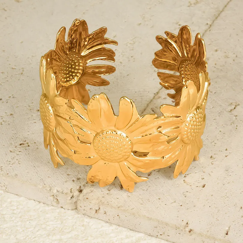 Gold Color Different Open Bangle Flower Branches Butterfly Leaf Stainless Steel Bracelets Bangles For Women Men Indian Jewelry image 5