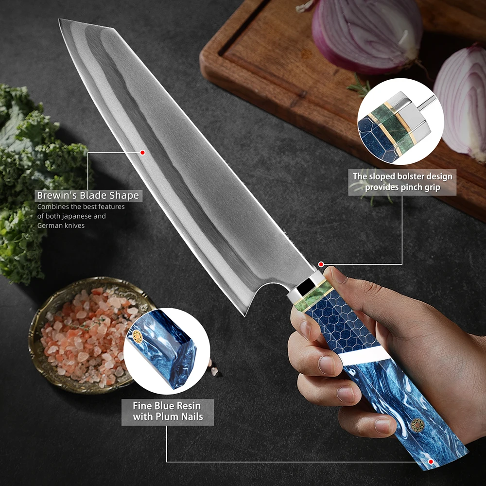 Chef Knife 7Layers 440C Steel Kiritsuke Knife Composite Forging Steel Professional Japanese Kitchen Knife Resin Honeycomb Handle