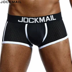 Marca JOCKMAIL, ropa interior de malla para Hombre, Boxers, Calzoncillos para Hombre, ropa de dormir Gay, Boxer Cueca, bragas transpirables con entrepierna para Hombre, pantalones cortos