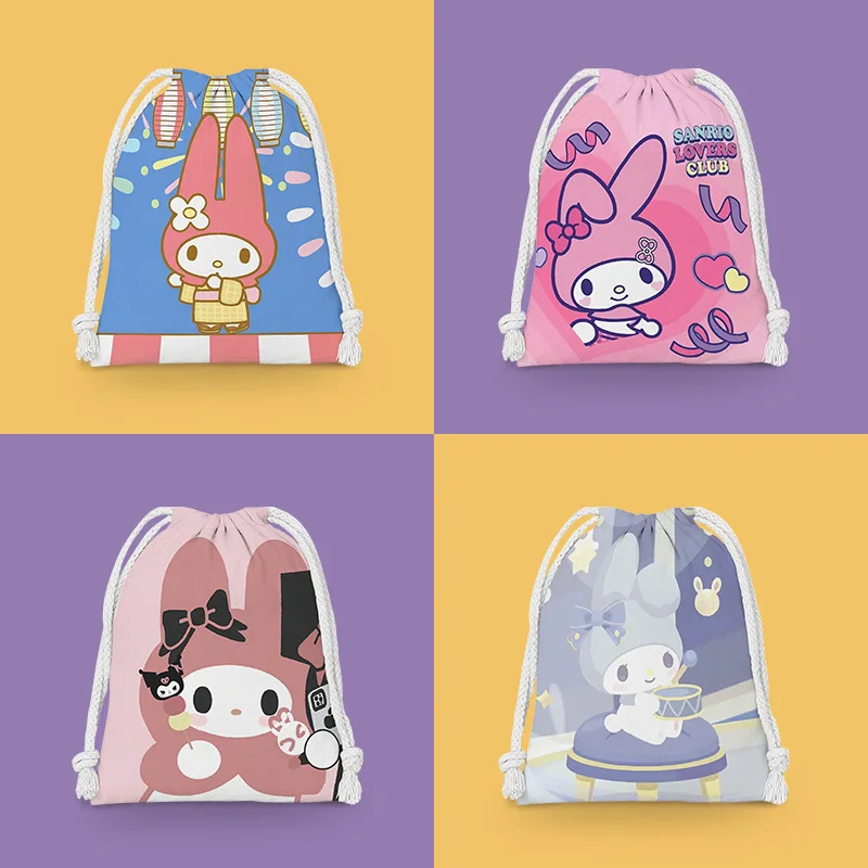 sanrio Melody drawstring pocket cartoon small bag my melody sundries storage bag cosmetic bag portable toiletry girls wholesale