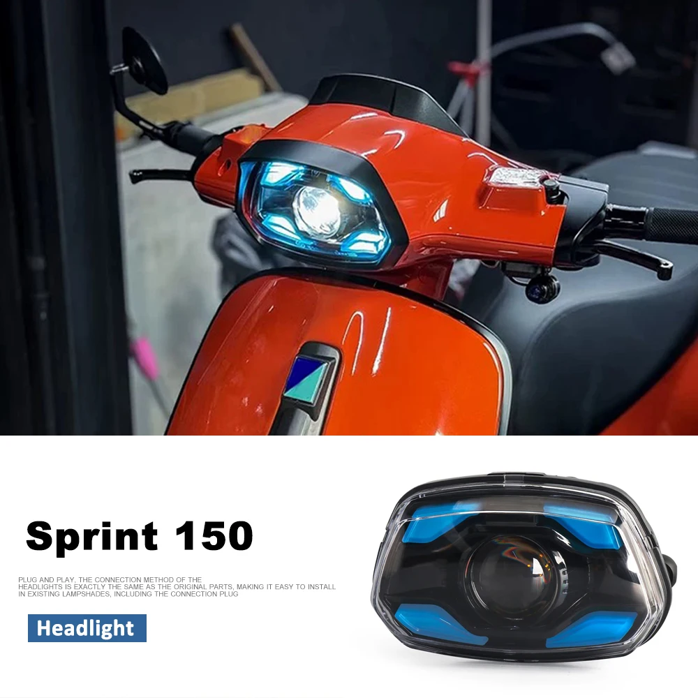 

Motorcycle Accessories Front LED Headlight Durable Headlamp Head Light Fairing For Vespa Sprint 150 Sprint150 2023 2024 2025