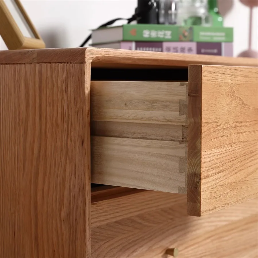 Kommode aus reinem Massivholz, nordische Schlafzimmerkommode, Aufbewahrungsschrank aus Eiche, Spind-Haushaltsmöbel mit Tür