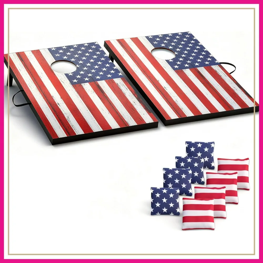 

Portable Cornhole Board Set - Premium MDF Wood, 8 Bean Bags, for Backyard Camping Tailgating, 3x2' or 4x2' Size