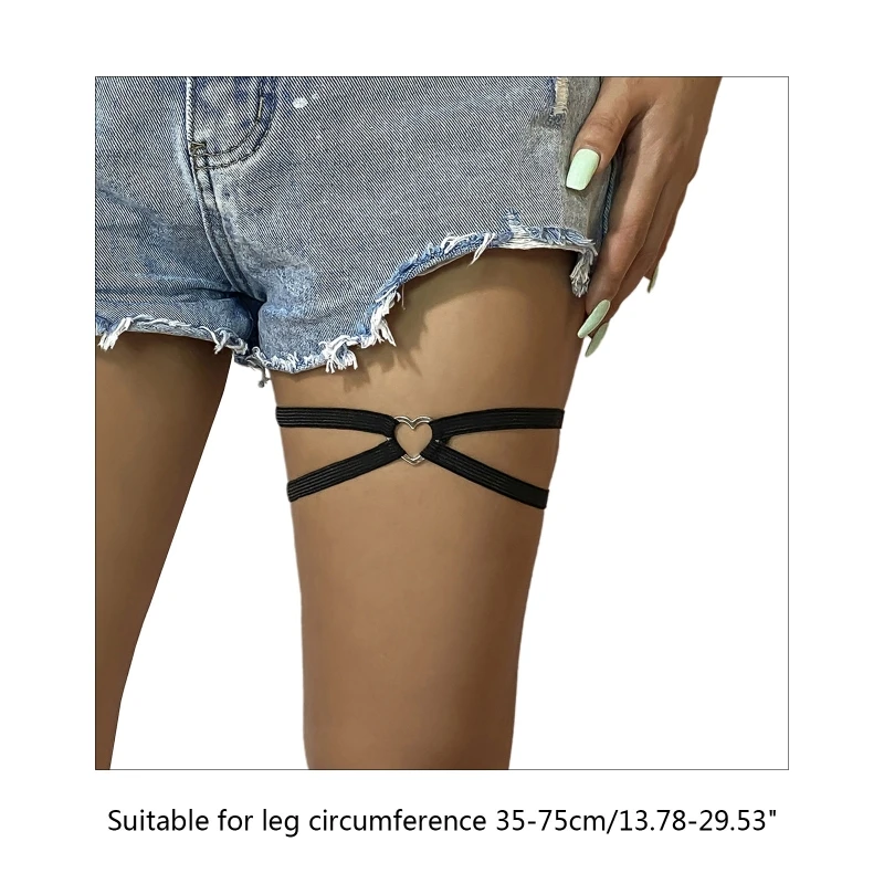 Girl Punk Leg Garter Belt with Heart Decor Black Thigh Body Chains for Women Dropship