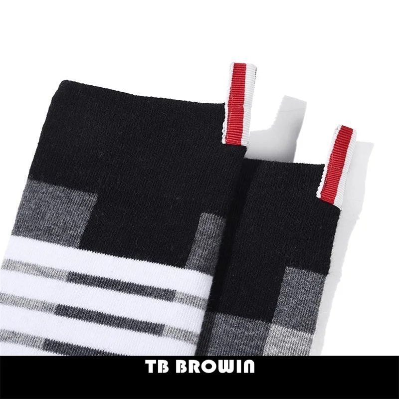 TB BROWIN THOM Men\'s Socks Korean Fashion RWB Stripes No Show Women\'s Cotton Street Fashionable Harajuku Stockings