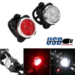 USB Rechargeable Cycling Taillight Front Bicycle Lamp Bike Light Set Bike Warning Rear Light Safety Night Riding Bicycle Light