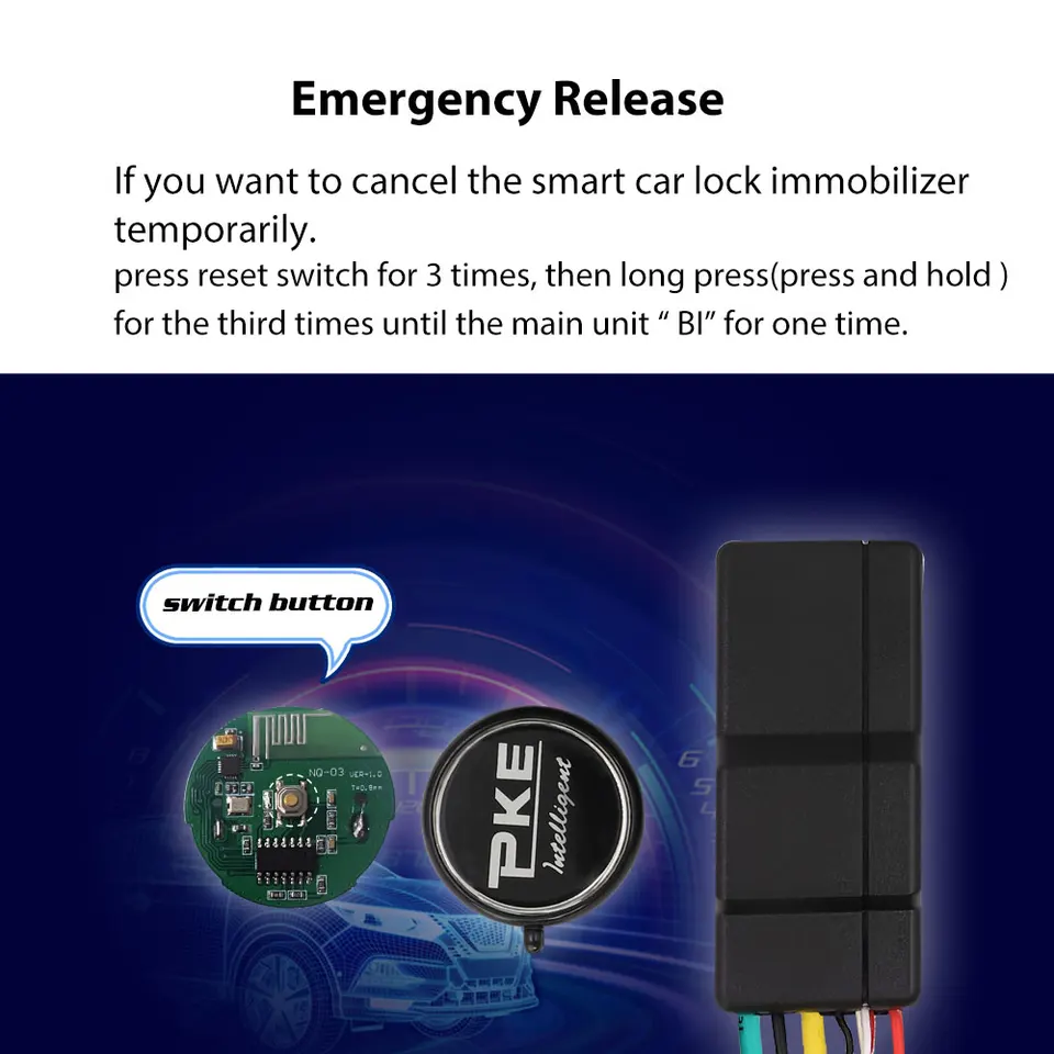 12V Intelligent Engine Immobiliser Alarm System – Anti-Theft Device With 2.4GHz Remote