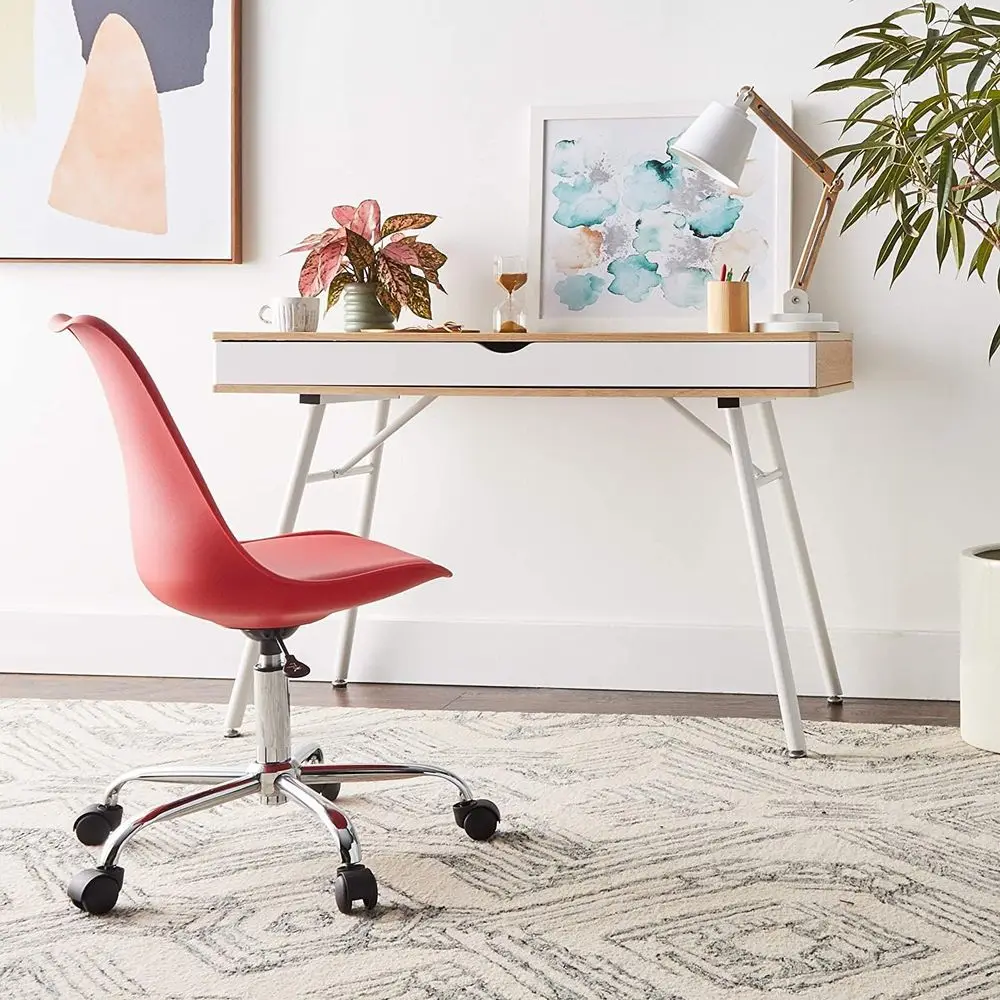 كرسي مكتب هوائي بدون ذراع من إيمرسون مع عجلات، أحمر #2