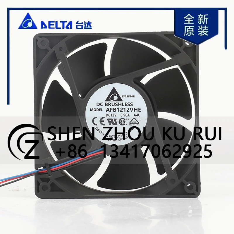 

Delta 24 В 48 В постоянного тока 12 В 0,90 А AC EC 12038 120x120x38 мм 12 см 3-проводной радиальный шарикоподшипник с высоким объемом воздуха AFB1212VHE-A4U Охлаждающий вентилятор