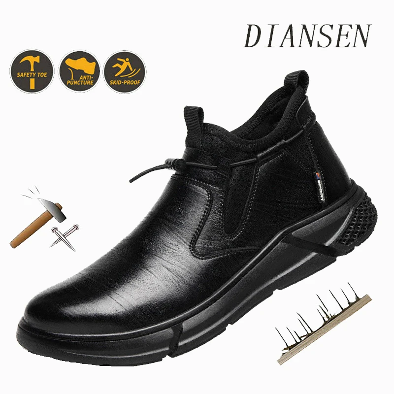 

Мужская рабочая защитная обувь, противоударные рабочие ботинки со стальным носком, водонепроницаемые рабочие ботинки, всесезонная повседневная походная обувь с мягким верхом