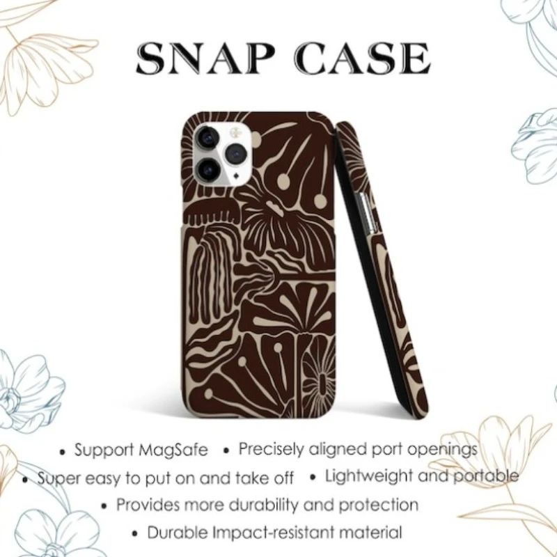 حافظة هاتف مغناطيسية لهاتف آيفون 17 16 15 14 13 12 11 16e Air PRO Plus غطاء مقاوم للصدمات من الأكريليك الصلب على شكل زهور الشوكولاتة #4