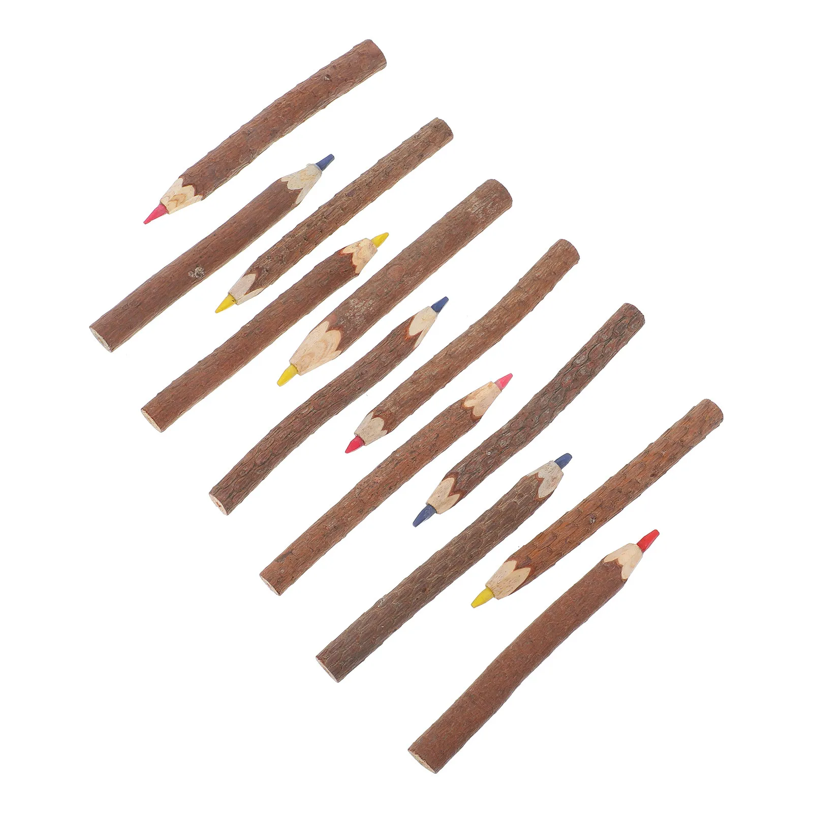 12Pcs Colored Pencils Wood Branch Rustic Natural Oil Base Drawing Sketch Set for Artists Creative Gift Idea Tree Branch Pencils