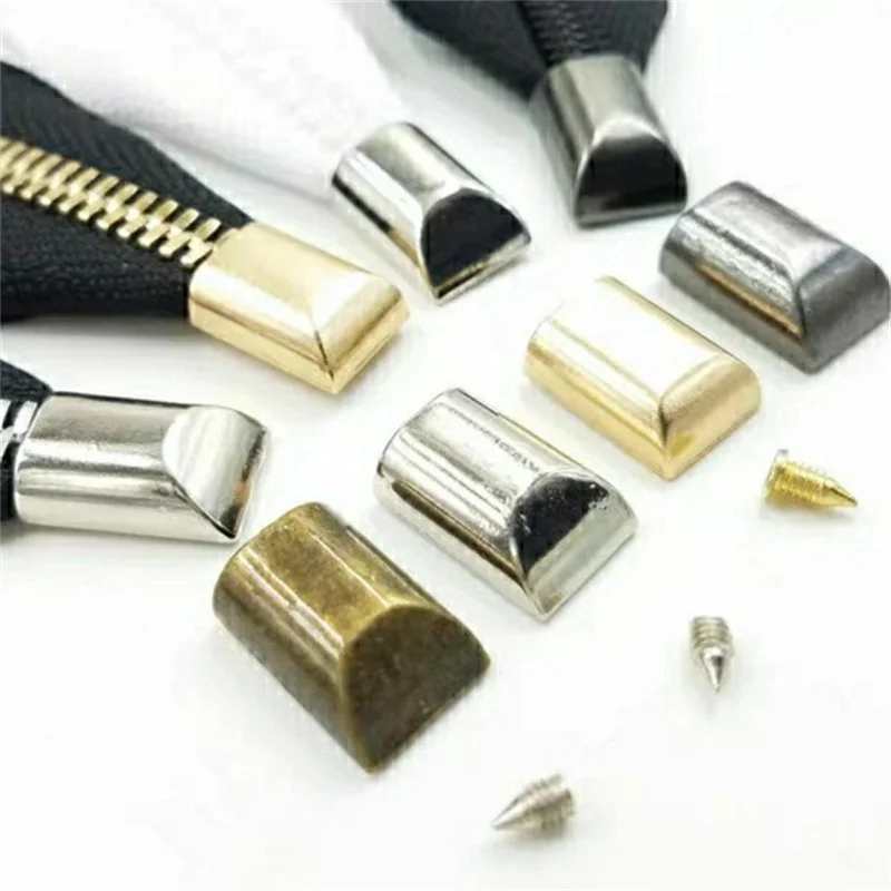 Metal Bag Zipper Stopper Tail Clip Stop Handbag End Plug Head with Screw DIY Leather Crafts Hardware Accessories