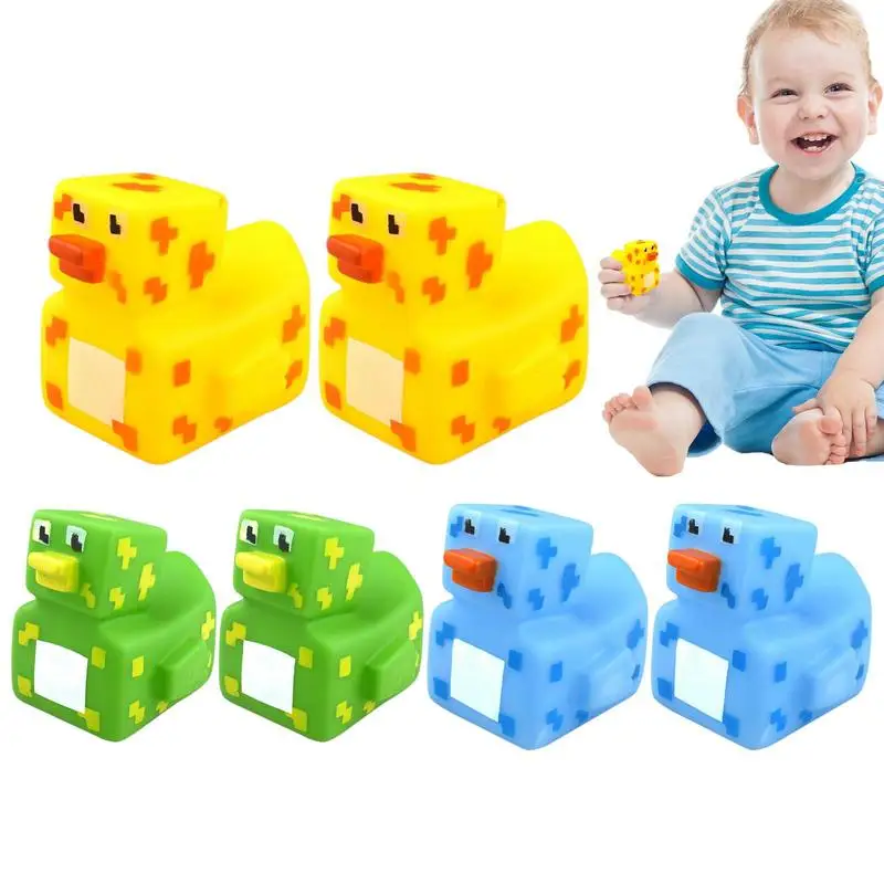 Square Rubber Duck Cute Duck Bath Tub Pool Toys In Assorted Colors Mini Duckie Toys For Bath Pool Assorted Colors Pixelated