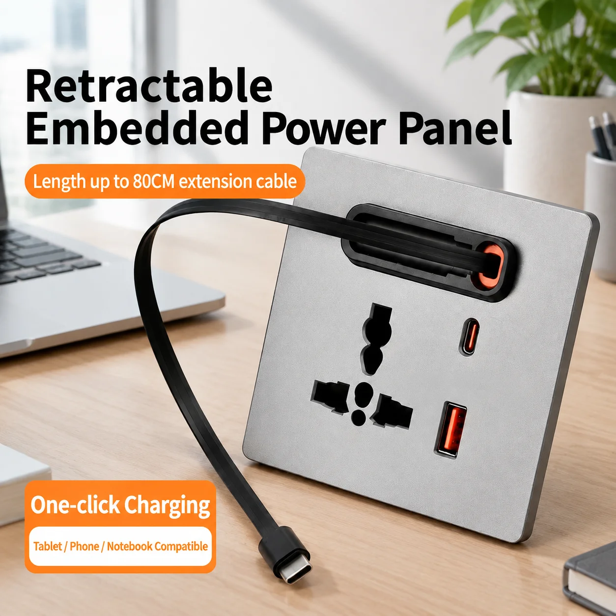 Multi functional universal USB Typec extension cord power wall socket single extension cord 20W, available in multiple countries