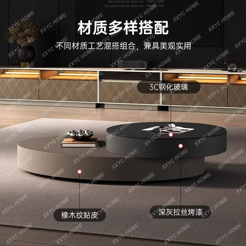 Minimalist Oval Rotating Coffee Table Modern Simple Luxury Glass Living Room Table