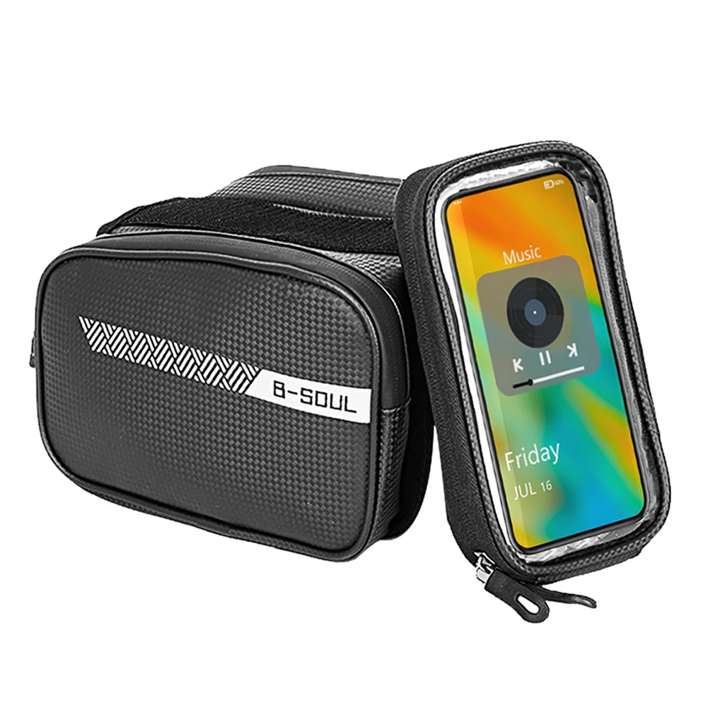 

B-SOUL Bicycle Top Frame Bag 1.5L Bicycle Front Frame Bag Carrier Pack Reflective Pattern Large Capacity Bike Pouch Phone Case