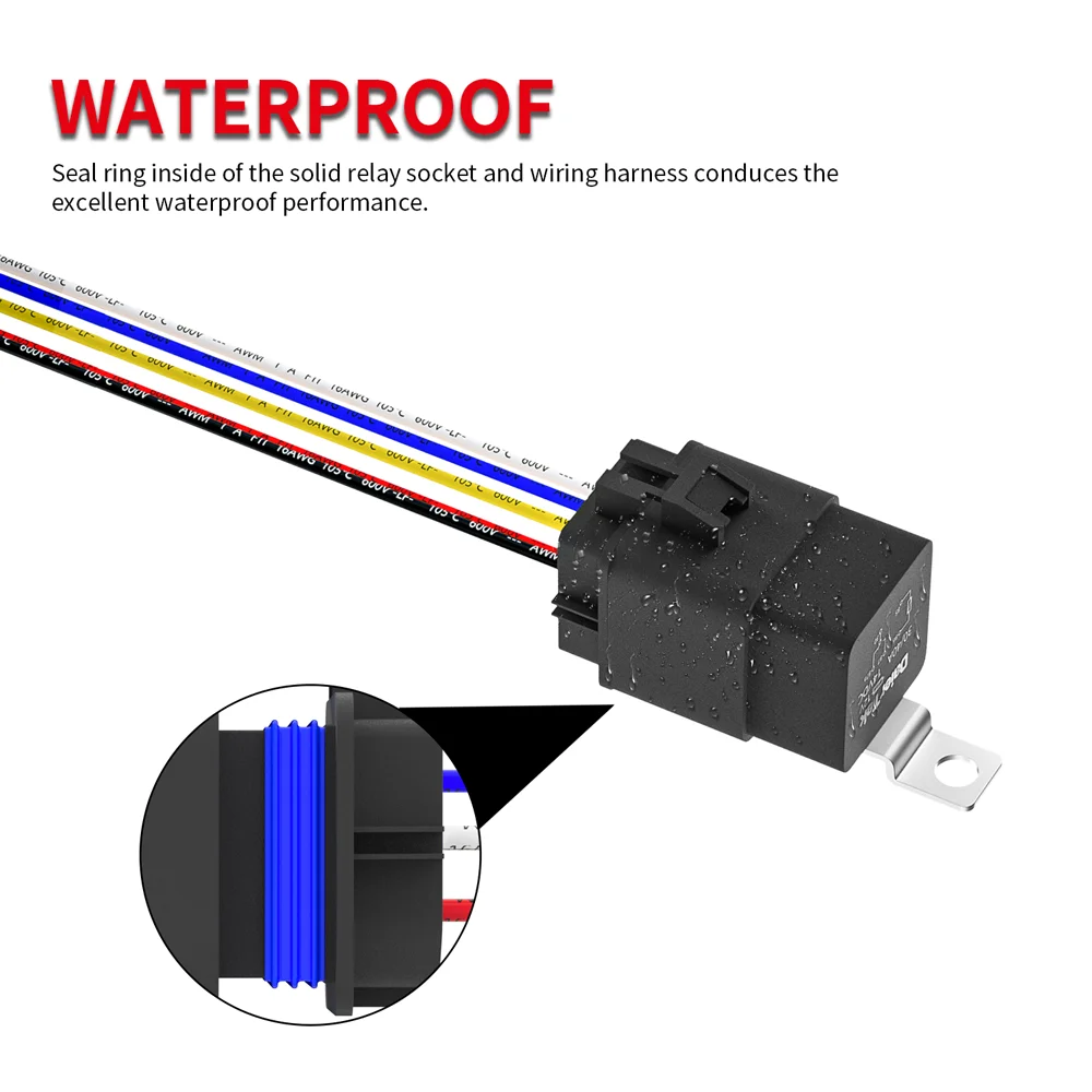 Relè 12 V con cablaggio relè impermeabile 12 V 30/40 AMP 5 Pin SPDT 14 AWG DC 12 Volt Kit presa relè stile Bosch per Automotive