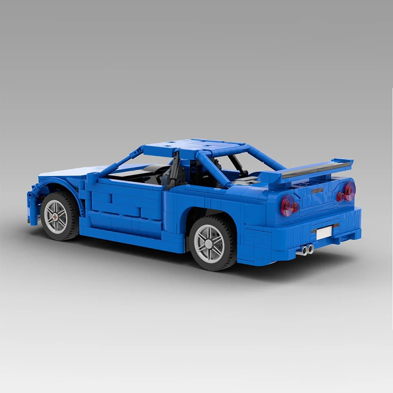 Speed Series Blue R34 1:15 Supercar Vehicle Model MOC-174789 Race Sports Cars Building Blocks Compatible Bricks Toy Kids Gift