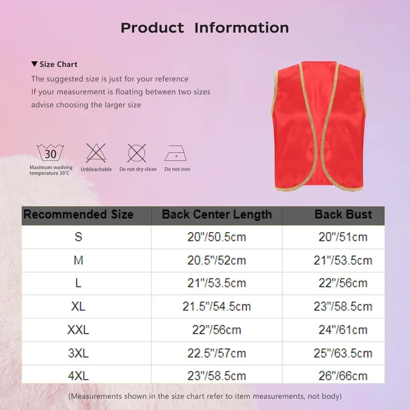 WU01 Mens Festival Vest 아랍 프린스 이스트 술탄 코스프레 의상 오픈 프론트 자켓 골드 테두리 할로윈 아라비안 역할 PlayinJk5 *!