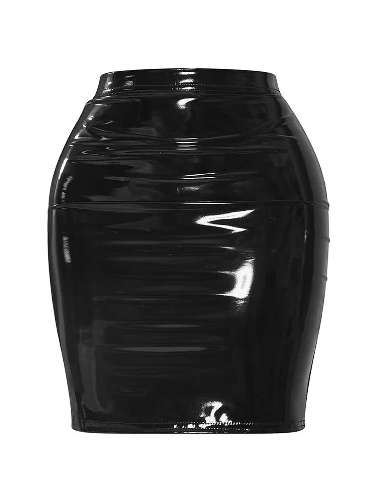 Women Glossy Faux Leather Sexy Mini Skirt, Ladies' Fashionable PU Skirt, Part Clubwear Support Custom - view 5