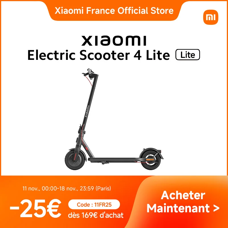 [Officiel] Xiaomi Electric Scooter 4 Lite | Double système de freinage, 300 W Puissance nominale, 20 km Autonomie max