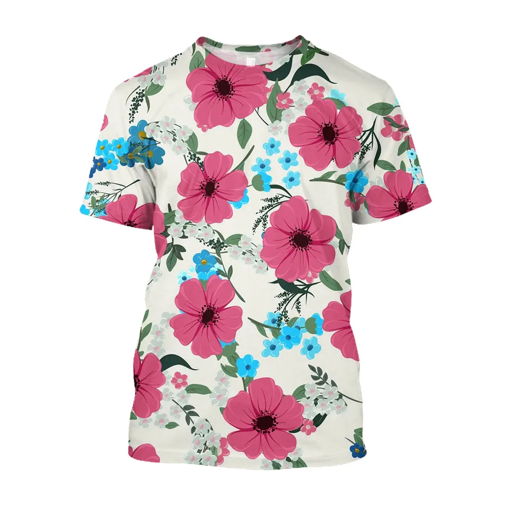 Fashion Casual Draw Flowers and Plants graphic t shirts For Unisex Summer Leisure Holiday Trend Printed Short Sleeve Tees Tops