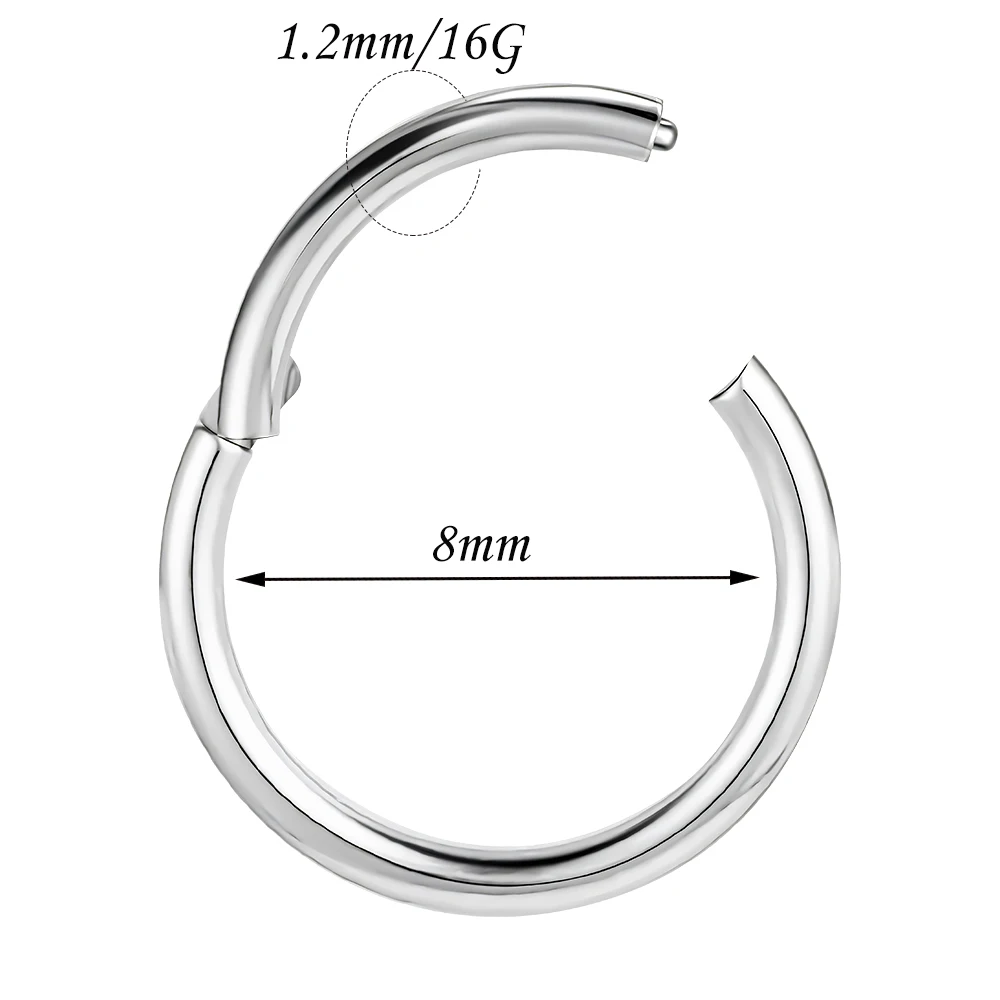 1PC Stainless Steel Nose&Ear Rings Segment Rings Heart Shaped Cartilage Daith Conch Helix Septum Piercing Rings Body Jewelry 16G