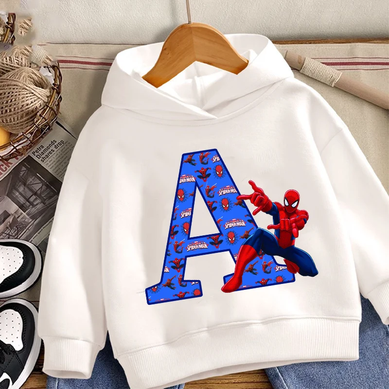 Marvels Spidermans Letter Hoodies Boys Anime Action Figures Sweatshirt Kid Winter Warm Pullover Thickening Clothes Children Gift