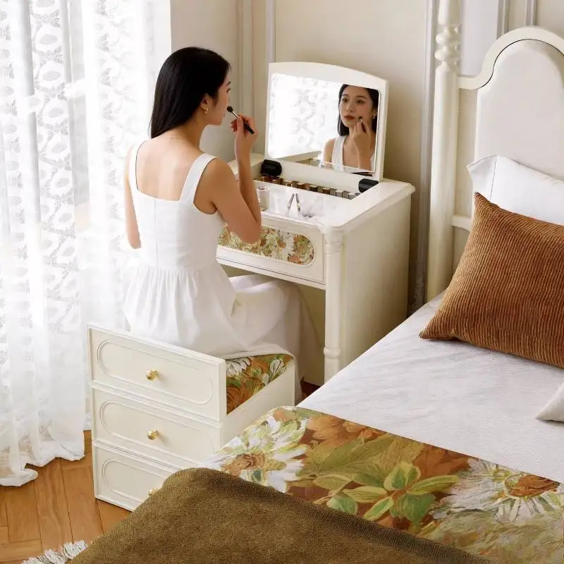 Storage Vintage Vanity Desk Sliding Mirror Space Room Dressing Makeup Table Bedroom Drawers Modern Tocador Mueble Furniture Home