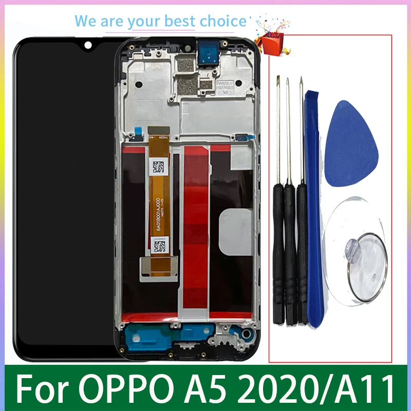 Original For Oppo A5 2020 LCD Display With Frame Screen Touch Panel Digitizer Replacement Parts CPH1931 CPH1959 CPH1933 CPH1935