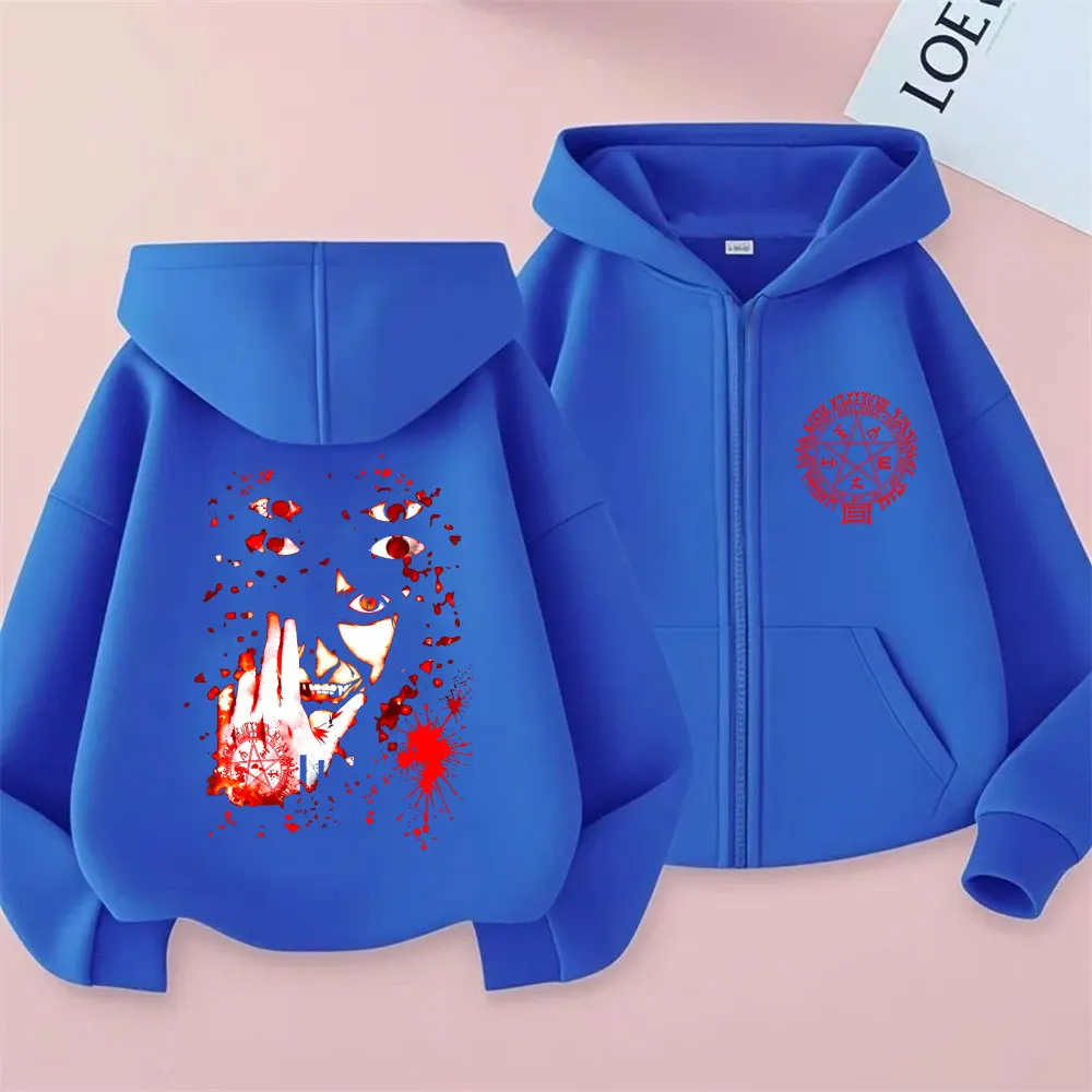 Anime Hellsing Abraham Van Helsing Vampire Alucard Face Graphic Zipper Hoodie Men Women Fashion Manga Oversized Zip Up Hoodies - view 4