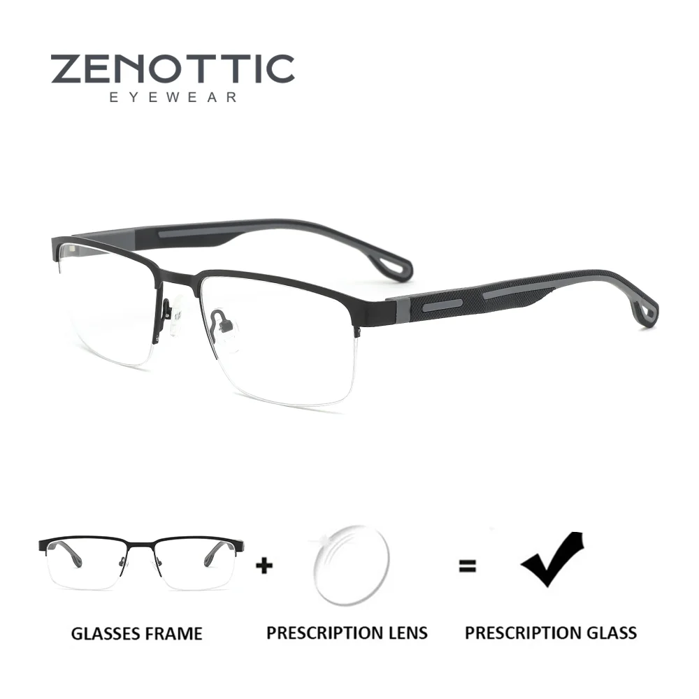 

ZENOTTIC стильные металлические квадратные очки для близорукости по рецепту для мужчин фотохромные/прогрессивные оптические очки в полуоправе