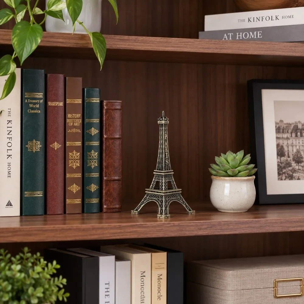 Bronze Tone Paris Eiffel Tower Figurine Statue Vintage Alloy Model Decor